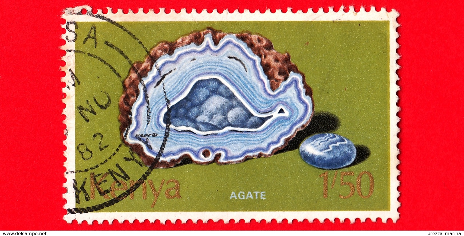 KENIA - Usato - 1977 - Minerali - Agate - 1.50 Sh - Kenya (1963-...)