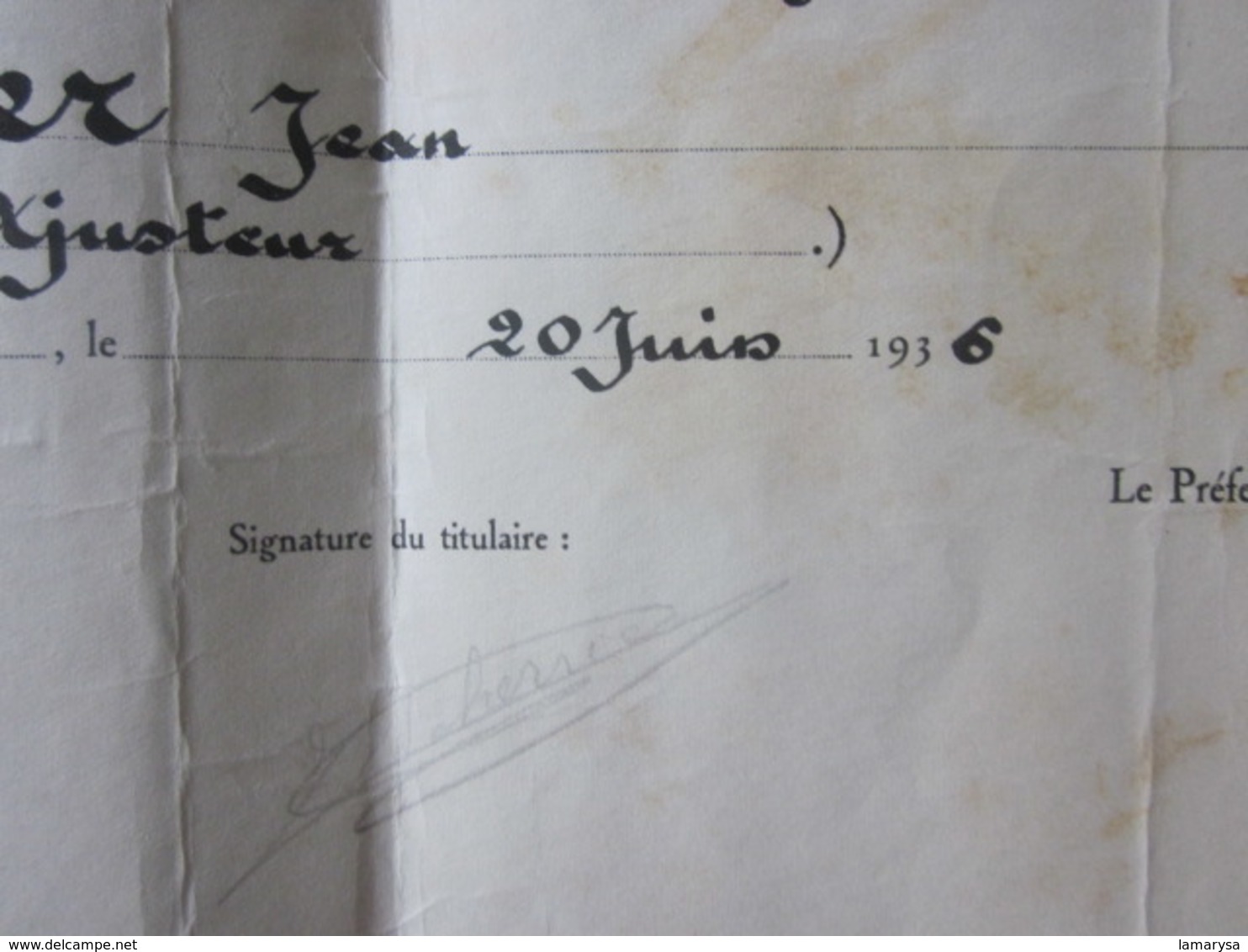 Diplôme-LA SEYNE SUR MER 1936 CERTIFICAT APTITUDE PROFESSIONNELLE AJUSTEUR-Scherrier Jean Charles Né 1920 à GONFARON Var