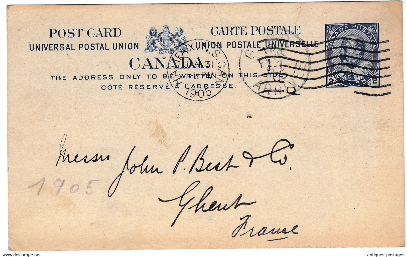 Postal Stationery Halifax Canada 1905 Entier Postal C.F. Longley & Co - 1903-1954 Rois