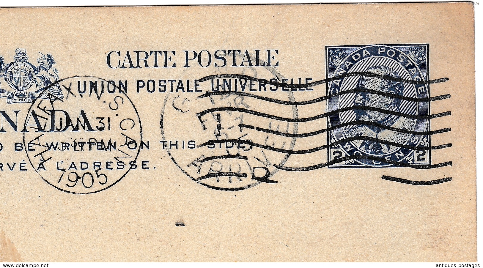 Postal Stationery Halifax Canada 1905 Entier Postal C.F. Longley & Co - 1903-1954 Rois