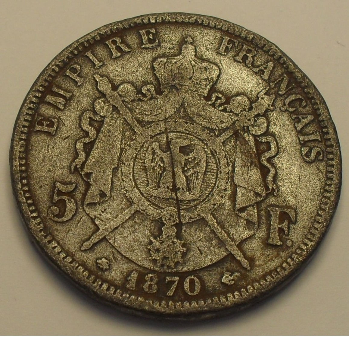 1870 - France - 5 FRANCS, NAPOLEON III, (A), Reprod, Pas En Argent, Not Silver - Variétés Et Curiosités