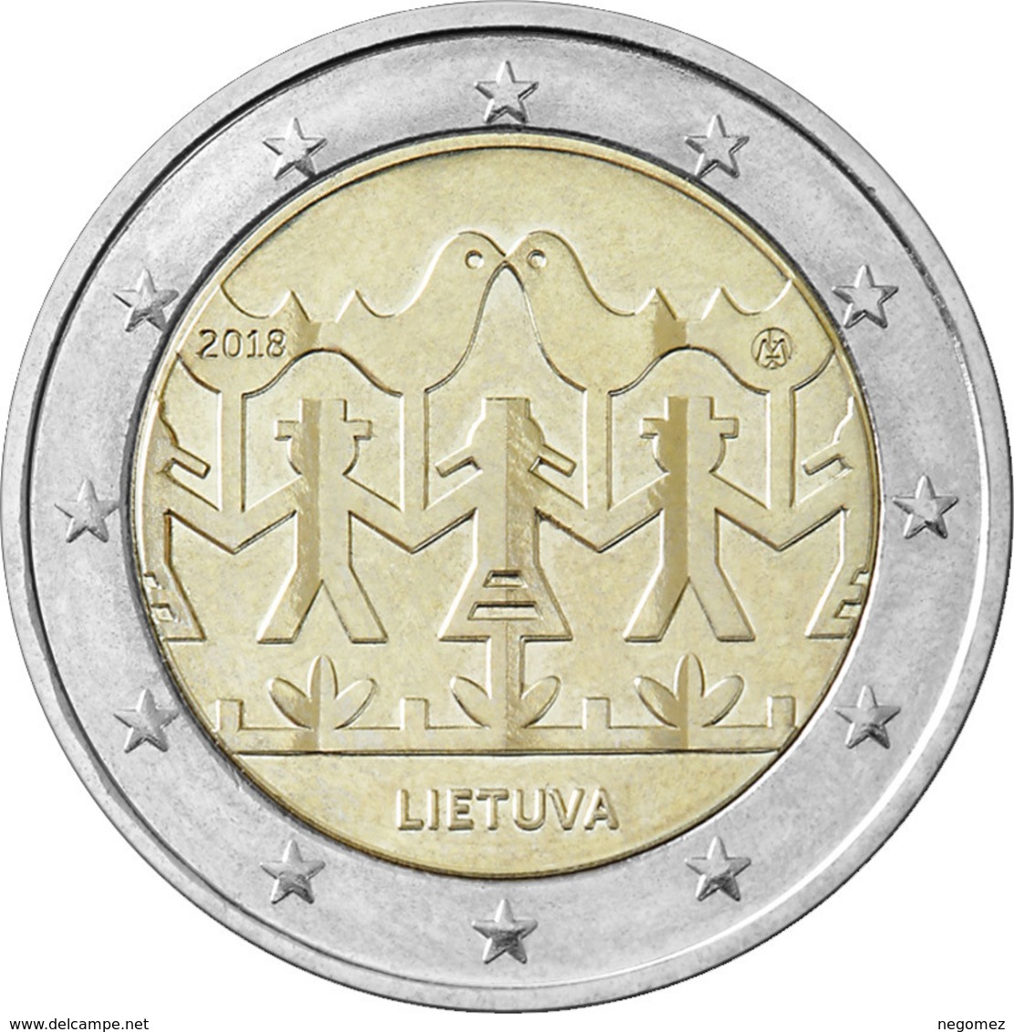 Pièce De 2 Euros Commémorative Lituanie 2018 : 100 Ans De La Fête De La Chanson Et De La Danse - Lituania