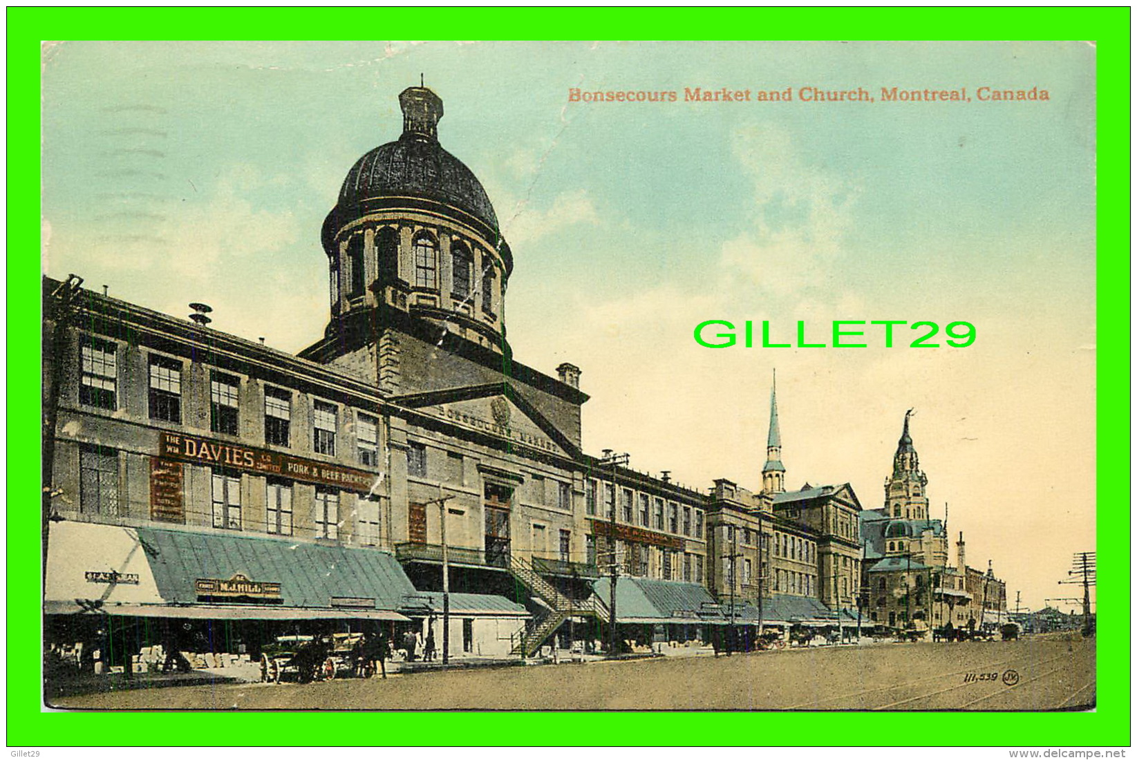 MONTREAL, QUEBEC - BONSECOURS MARKET AND CHURCH - THE DAVIS CO - ANIMATED - TRAVEL IN 1918 -  VALENTINE &amp; SONS - - Montreal