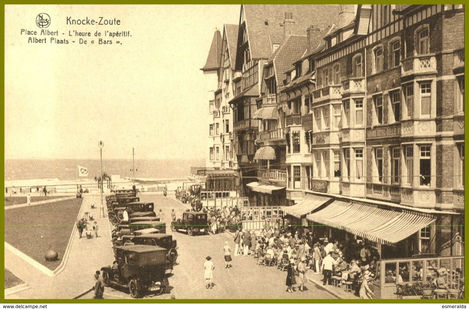 CPA-édit.Ern.Thill,série 17,n°154- Knocke Zoute Place Albert L'Heure De L'Apéritif,animée,automobiles D'époque - Knokke