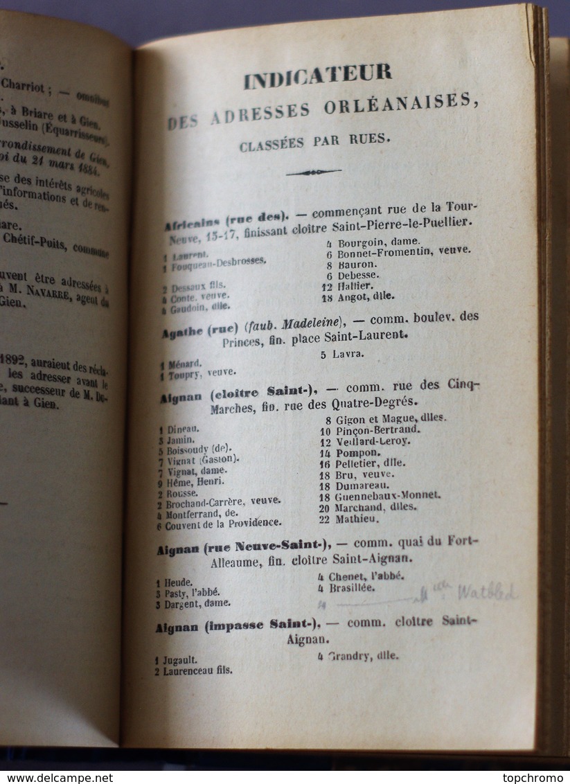 Annuaire Almanach du Loiret pour 1891 Jacob Michau avec un plan du département et un plan d'Orléans