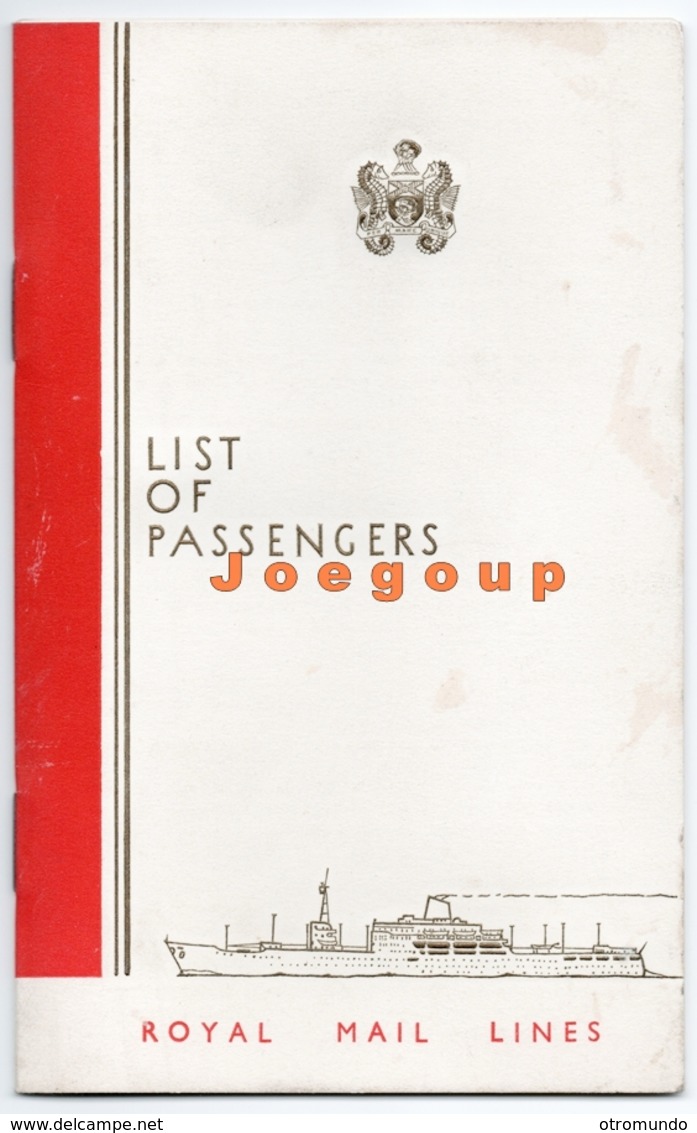 List Of Passengers Royal Mail Lines London Vigo Lisboa Rio De Janeiro Santos Buenos Aires Argentina 1964 - Unclassified