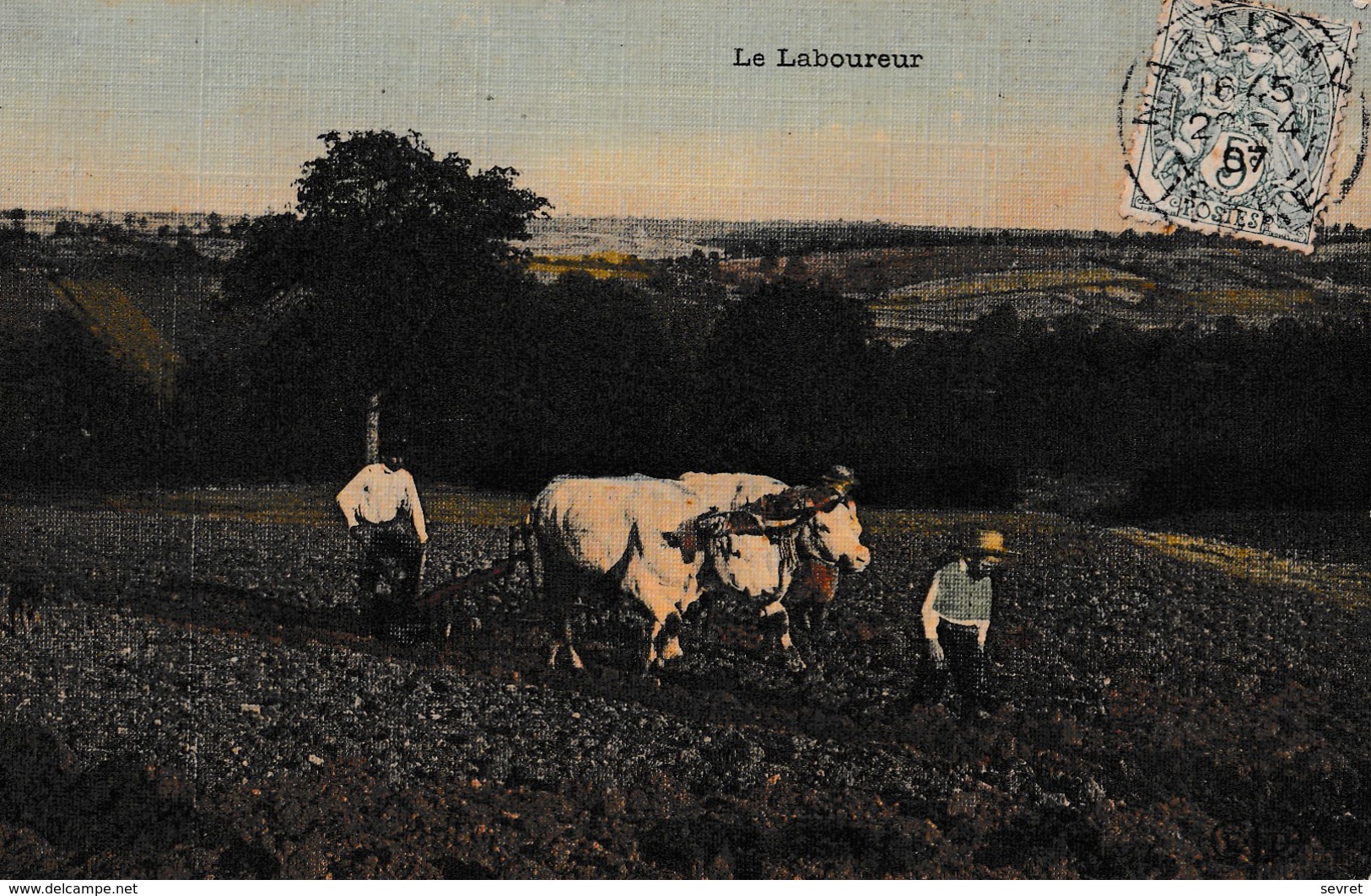 Le Laboureur. Superbe Carte Toilée - Attelages