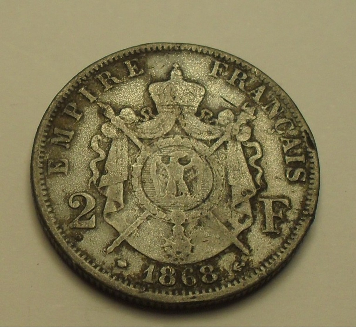 1868 - France - 2 FRANCS, NAPOLEON III, (A), Reprod. D'époque, Pas En Argent, Not Silver - Abarten Und Kuriositäten