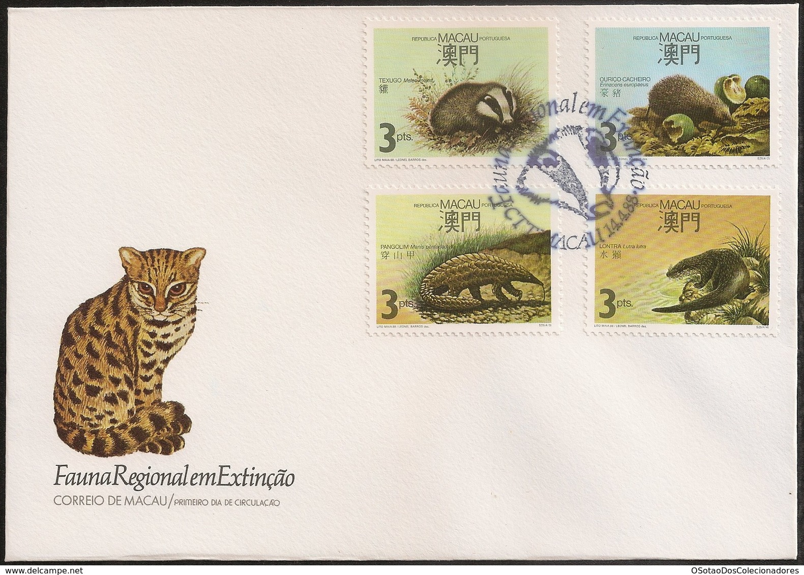 Macau Macao Chine FDC 1988 - Fauna Regional Em Extinção - Protected Mammals - MNH/Neuf - FDC