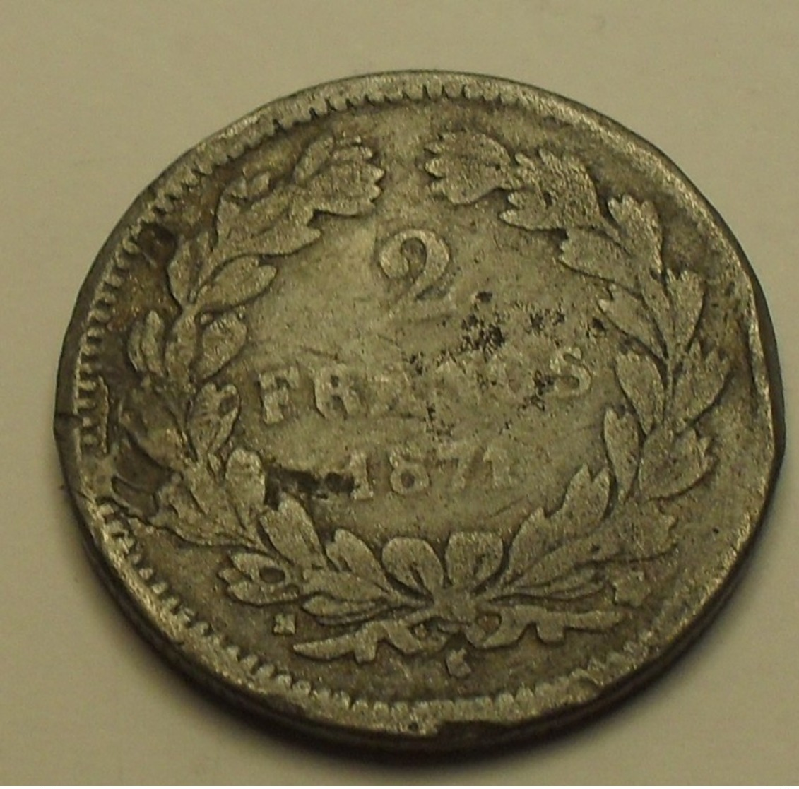 1871 - France - 2 FRANCS, CERES, (K), Reprod. D'époque, Pas En Argent, Not Silver - Variétés Et Curiosités