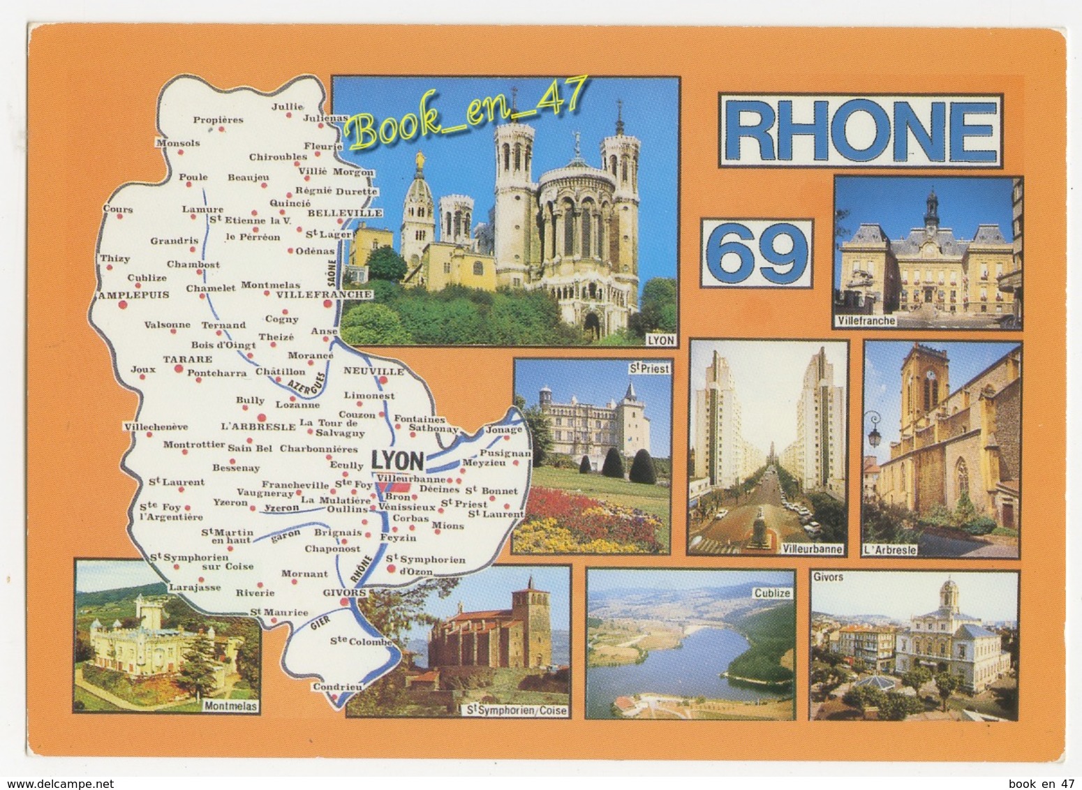 {78609} 69 Rhône , Carte Et Multivues ; Lyon , Villefranche , Saint Priest , Villeurbanne , Givors , Montmelas - Cartes Géographiques