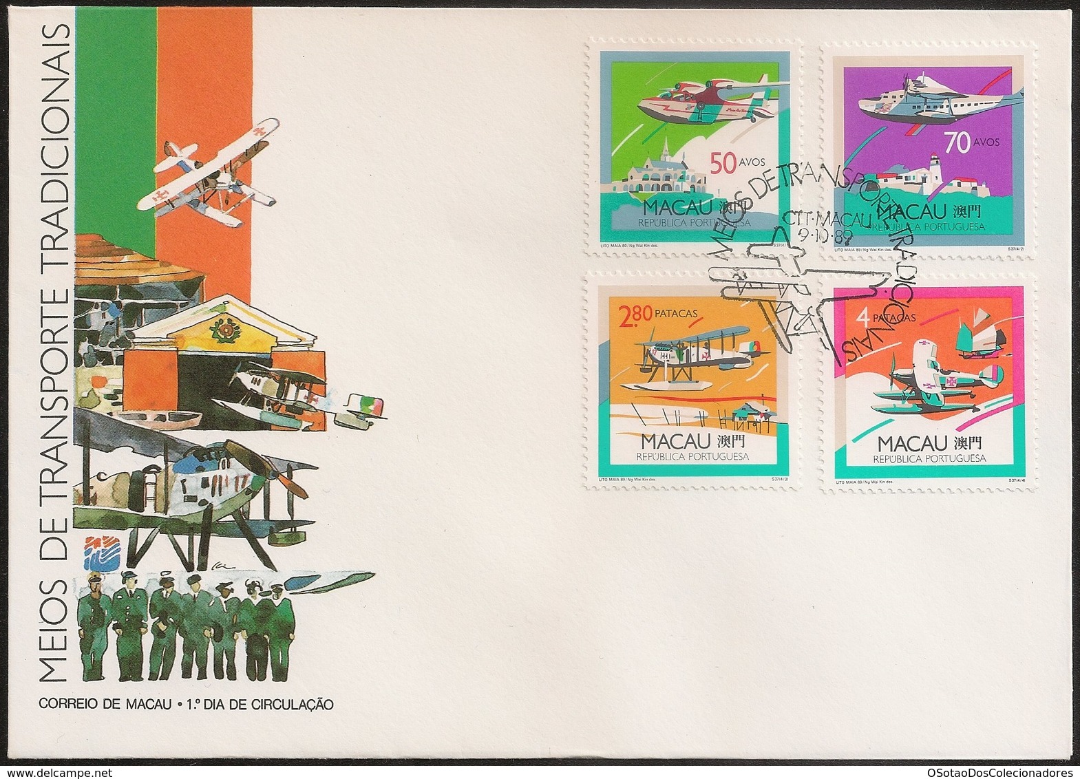 Macau Macao Chine FDC 1989 - Meios Transportes Tradicionais - Hidroaviões - Aircraft - MNH/Neuf - FDC