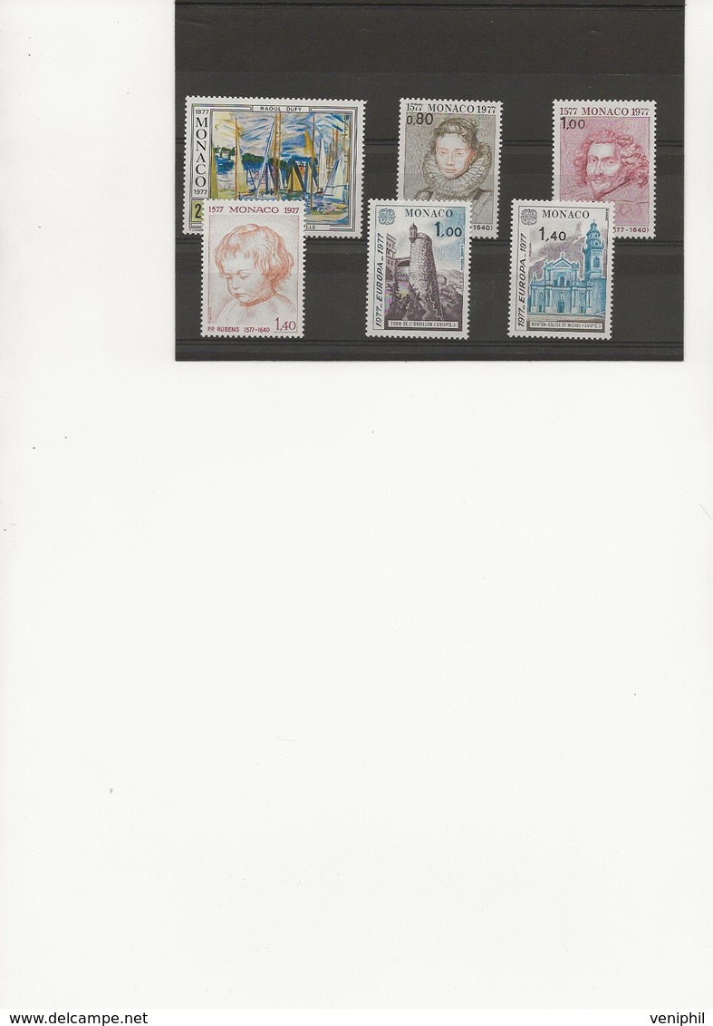 MONACO - N° 1097 A 1102 NEUF -PETITE CHARNIERE -ANNEE 1977 - COTE : 18 € - Unused Stamps