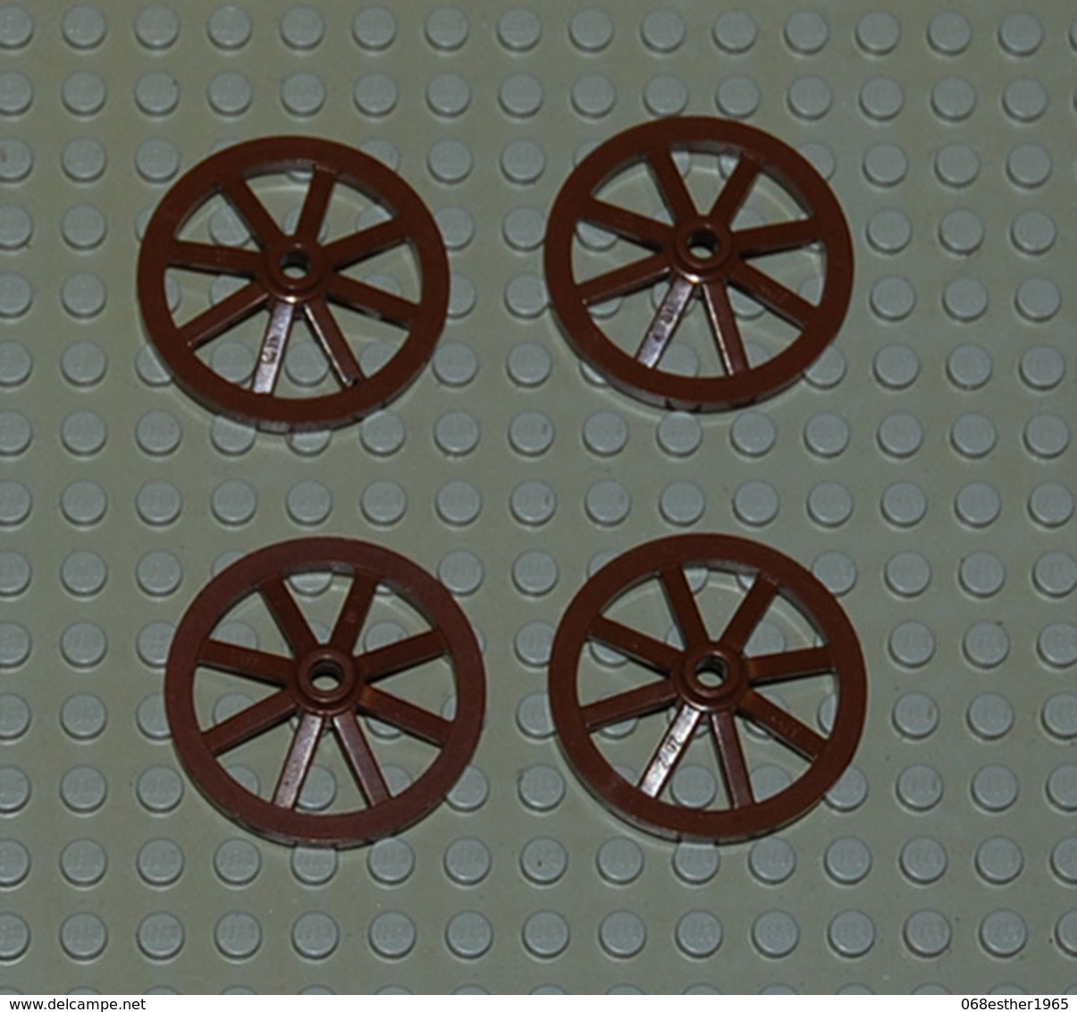 Lego Lot 4 Roue Wagon Ou Charrette Brun  Large 33 Mm Ref 4489 - Lego Technic