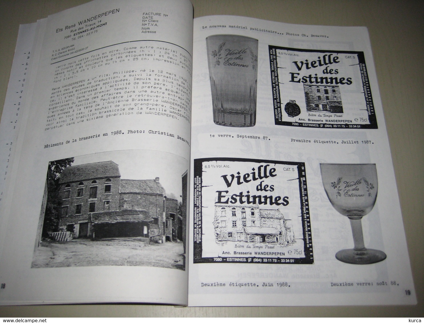 Anc. magazine AVB - Histoire de brasseries WIELEMANS Bruxelles et WANDERPEPEN Estinnes