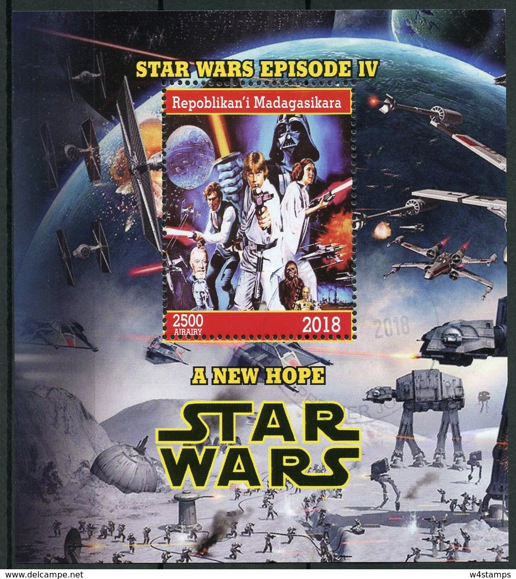 Madagascar 2018 CTO Star Wars New Hope Luke Skywalker Darth Vader Princess Leia 1v M/S Movies Stamps - Disney