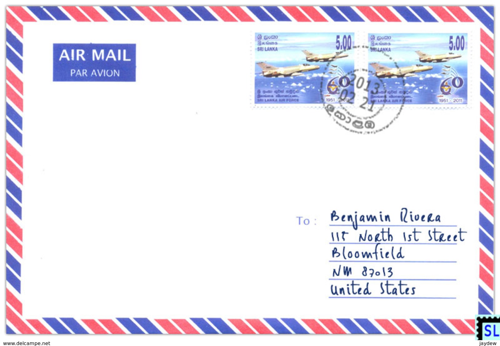 Sri Lanka Stamps, Air Force, Aviation, Military, Jets, Planes, Personalized Cover - Sri Lanka (Ceylon) (1948-...)