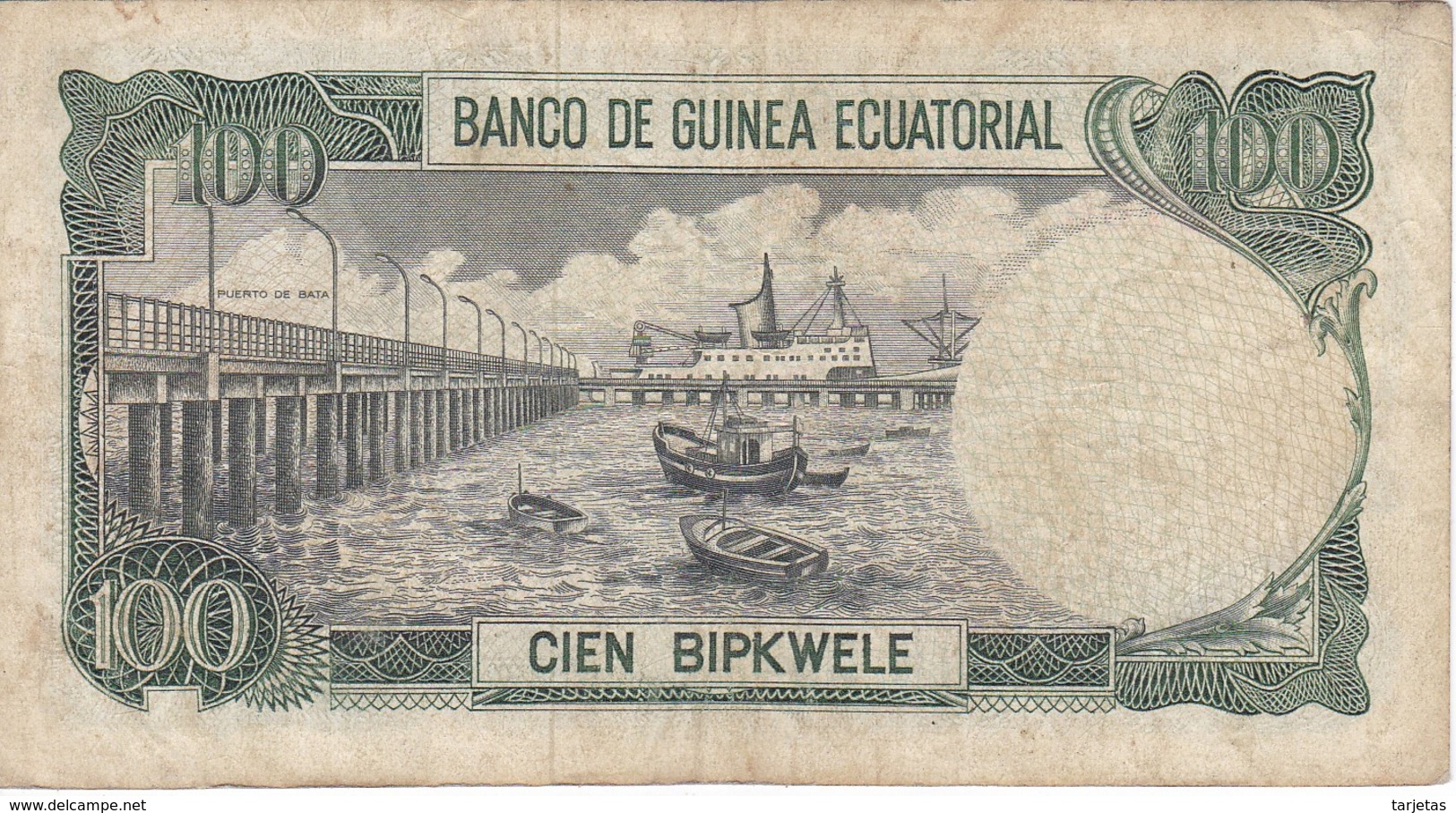 BILLETE DE GUINEA ECUATORIAL DE 100 BIPKWELE DEL AÑO 1979  (BANKNOTE) RARO - Guinée Equatoriale