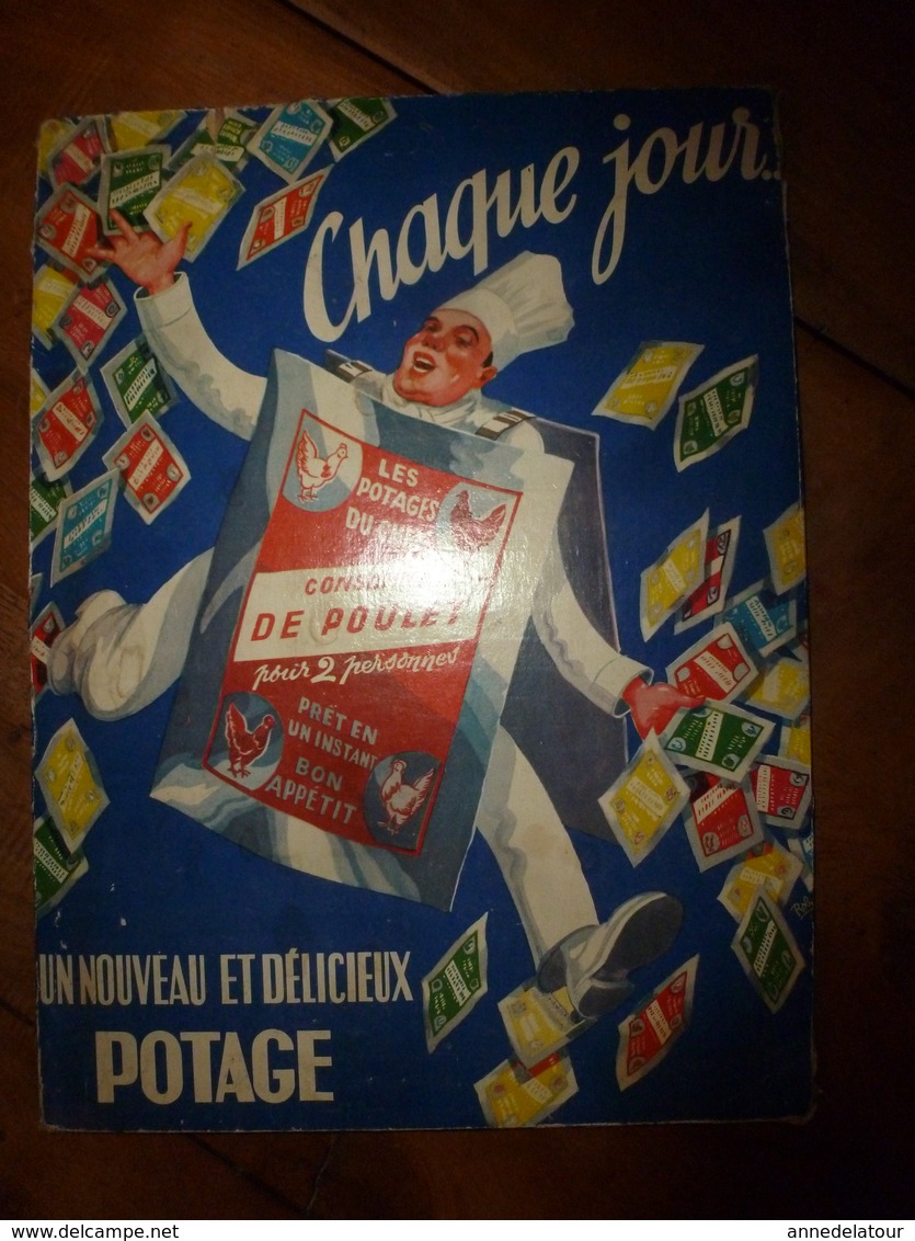 Vers 1930 Carton Publicitaire LES POTAGES DU CHEF --> Consommé De Poulet Pour 2 Personnes En Un Instant :dim 31 X 23cm - Plaques En Carton