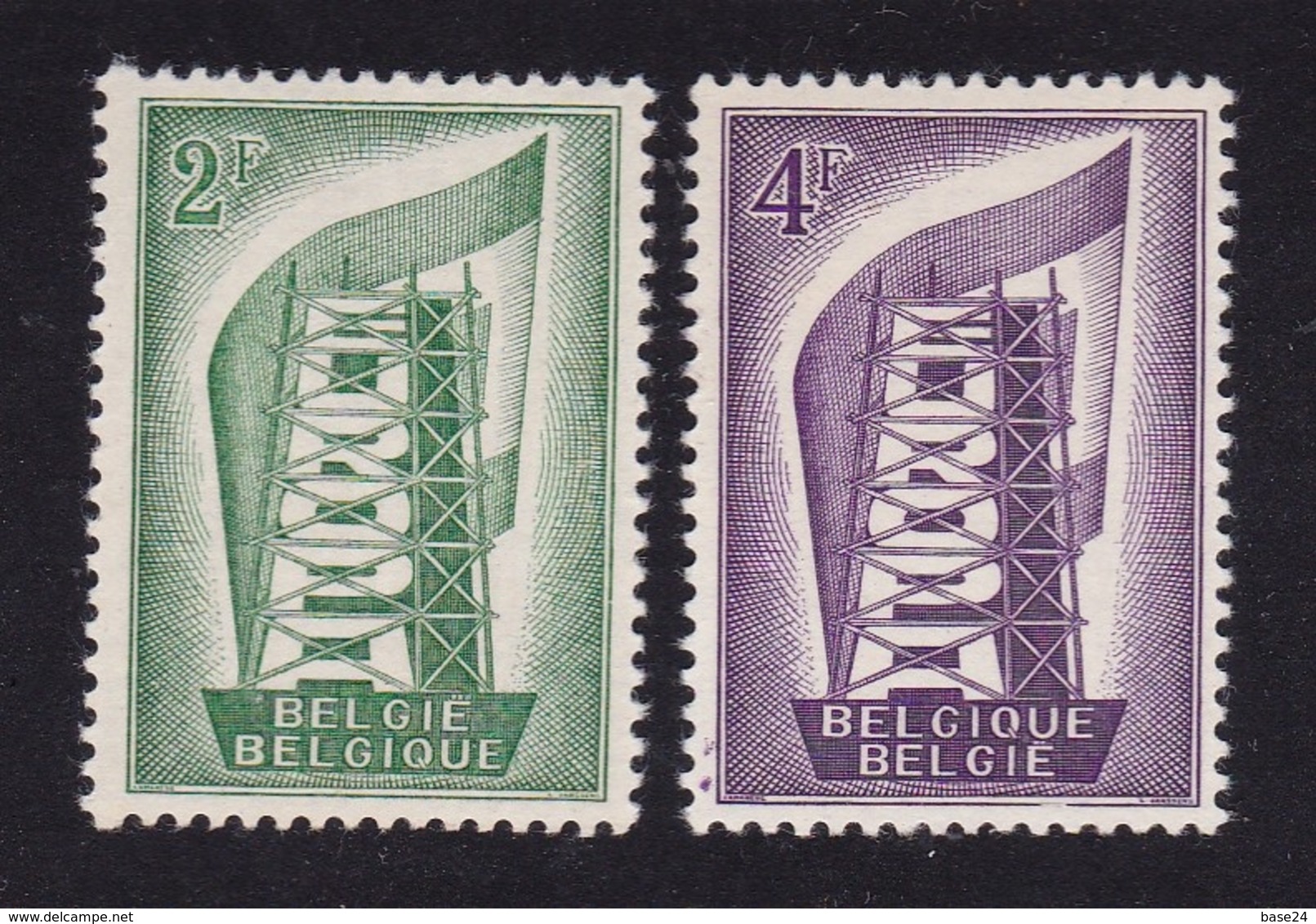 1956 Belgio Belgium  EUROPA CEPT Serie Di 2 Valori MNH** TORRE TOWER - 1956