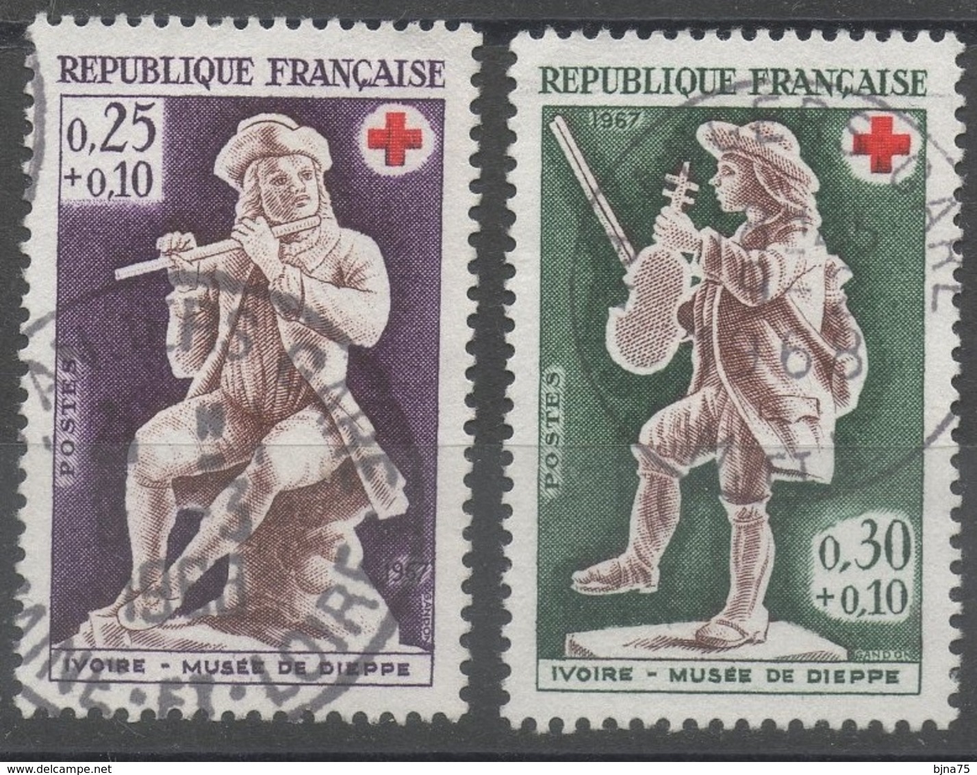 FRANCE  1967  CROIX ROUGE   N° YT  YT 1400 & 1401    IVOIRE - Musée De Dieppe - Oblitérés