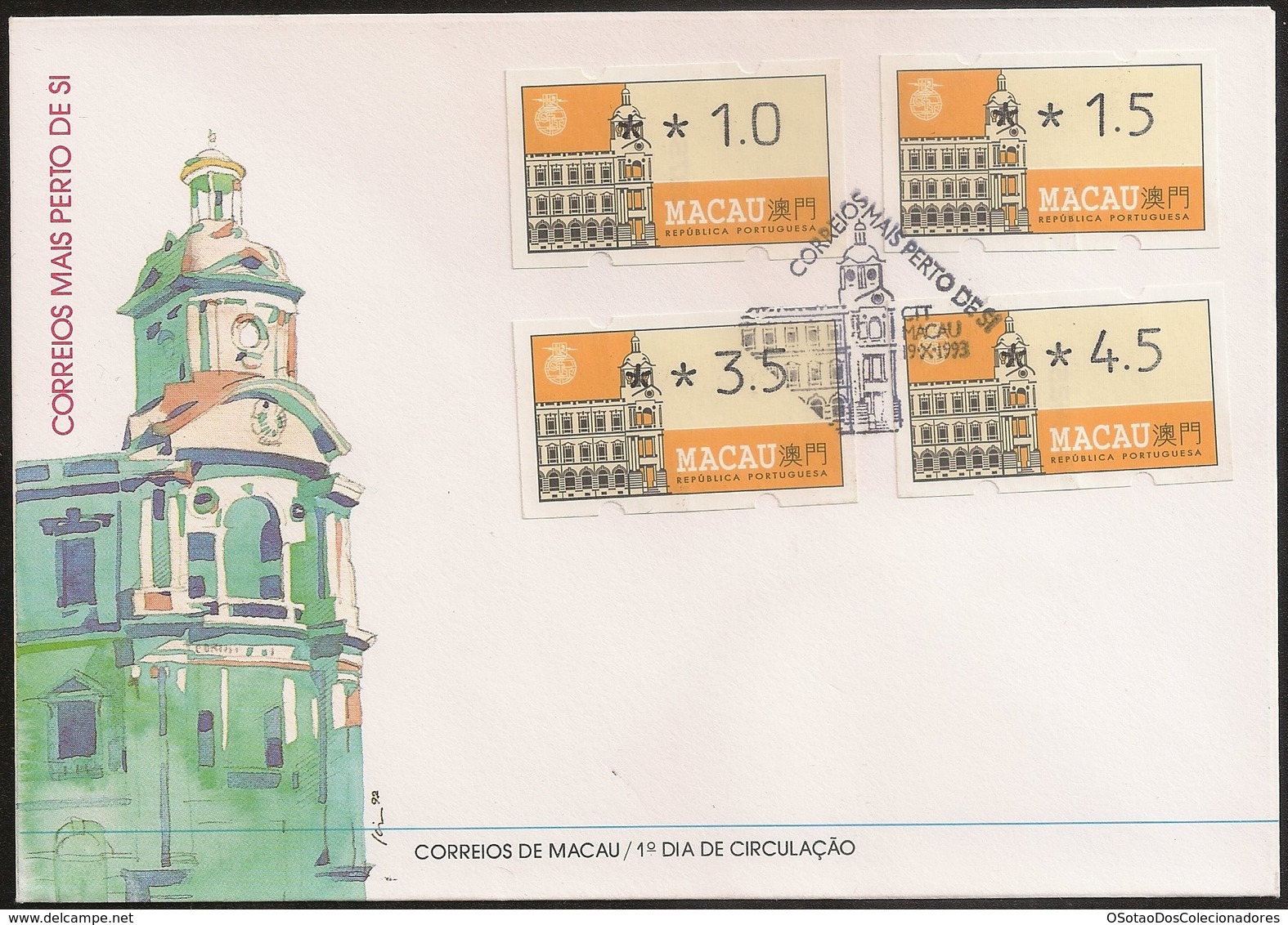 Macau Macao Chine FDC 1993 - Correios Mais Perto De Si - Etiquetas - Post Office Closer To You - Labels - MNH/Neuf - FDC