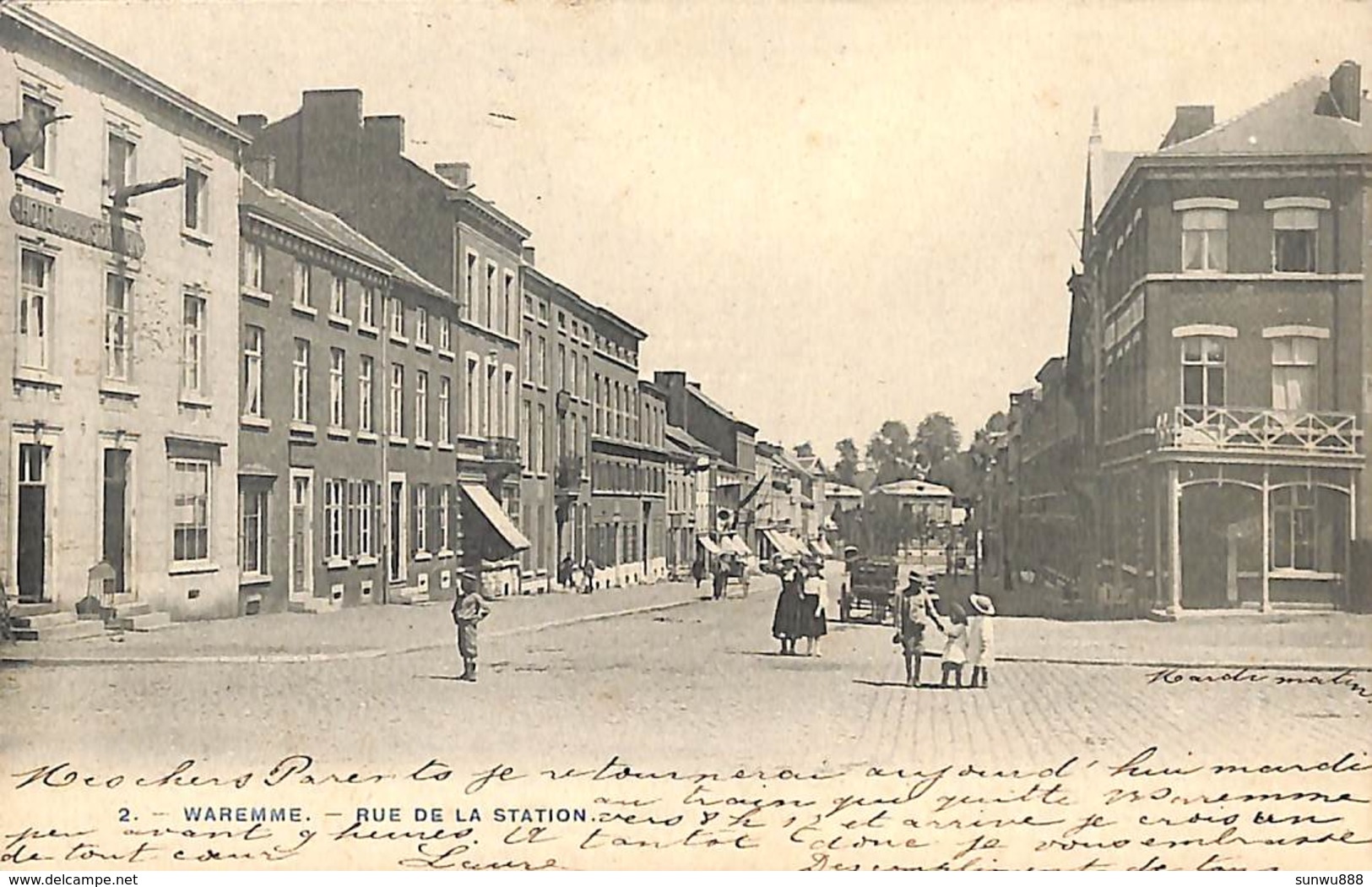 Waremme - Rue De La Sation (animée, Précurseur, Hôtel De La Station, 1905) - Borgworm