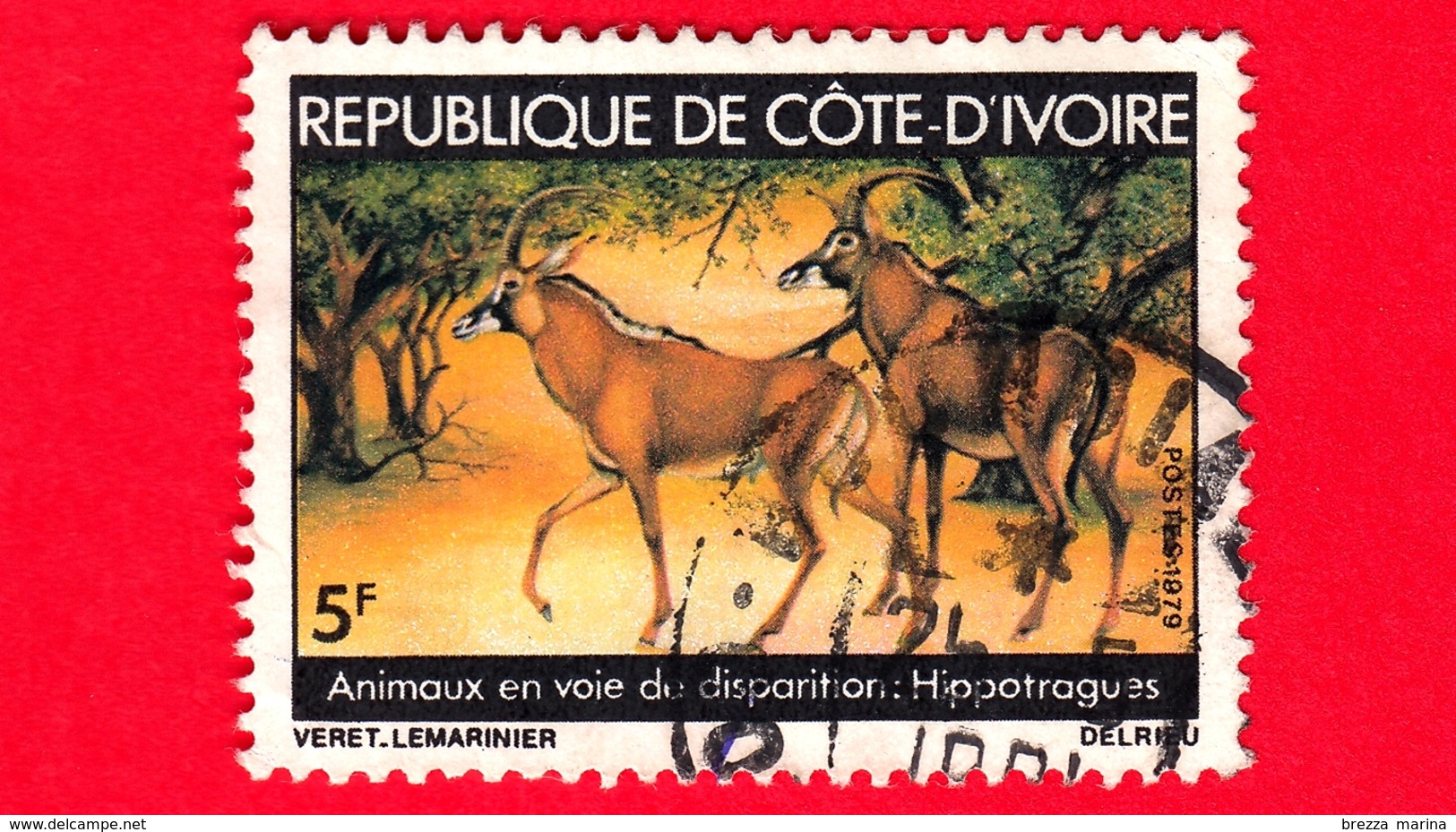 COSTA D'AVORIO - Usato - 1979 - Animali In Pericolo Di Estinzione - Antilopi  - Sable Antelope (Hippotragus Niger) - 5 - Costa D'Avorio (1960-...)