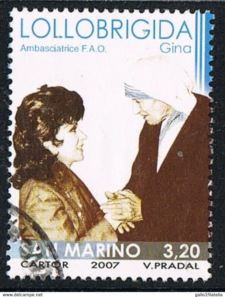 2007 - SAN MARINO - GINA LOLLOBRIGIDA CON MADRE TERESA / GINA LOLLOBRIGIDA WITH MOTHER TERESA - USATO/USED - Usati