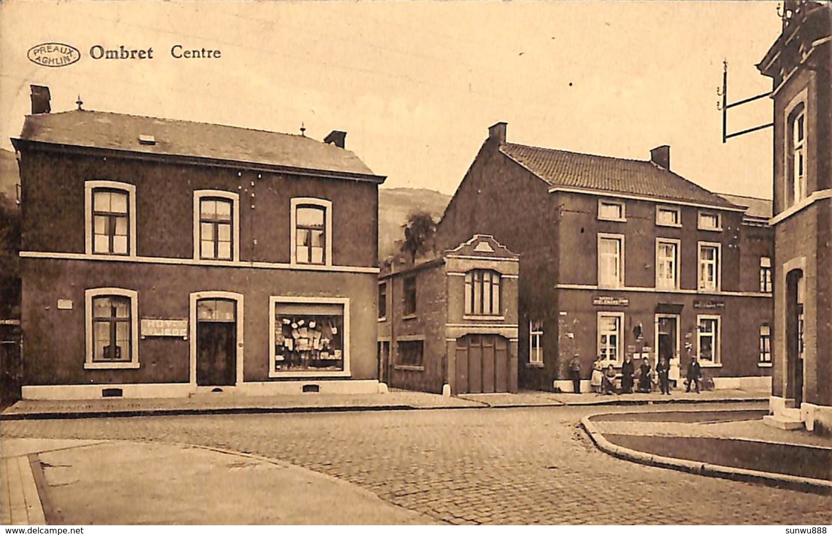 Ombret - Centre (animée, Commer, Café, Préaux 1937) - Amay