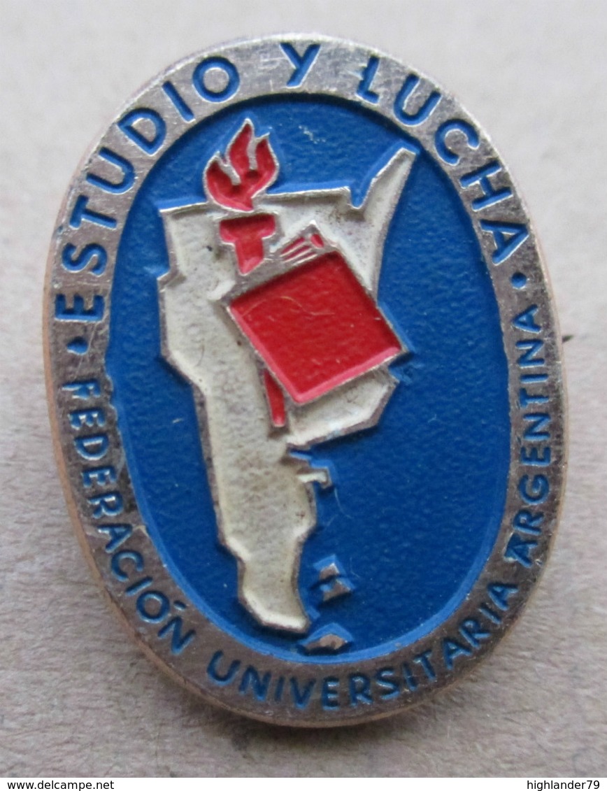 Study And Fight University Federation Argentina Vintage Rare Pin Badge - Altri & Non Classificati