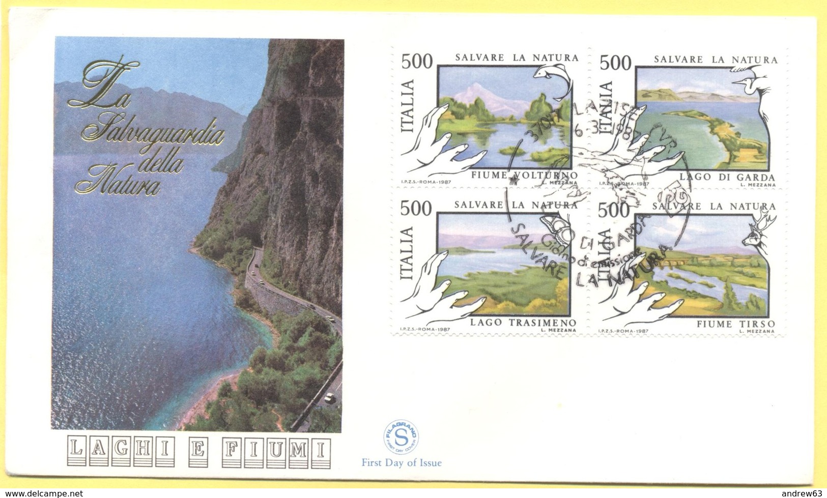 Italia Repubblica - 1987 - Salvare La Natura, Blocco - FDC Filagrano - Lazise - FDC