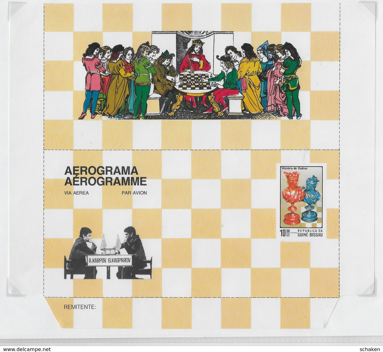 Guinea Bissau   ;  Chess Ajedrez  ; Aerogramme - Guinea-Bissau