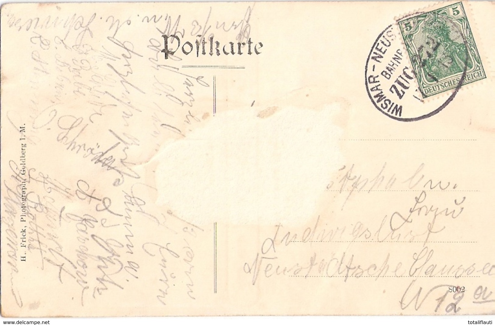 BELOW Gemeinde Techentin Bei Goldberg Belebt Gasthof Köster Hinterstrasse Gelaufen Als BahnPost 17.1.1913 ZUG 272 - Goldberg