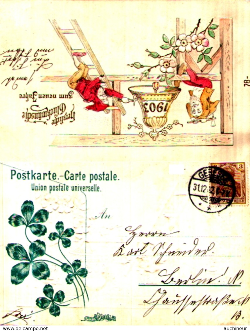 11- Année Date Millesime - 1903 - Nains Sonant Une Cloche, Dos Tréfles Gaufré - Año Nuevo