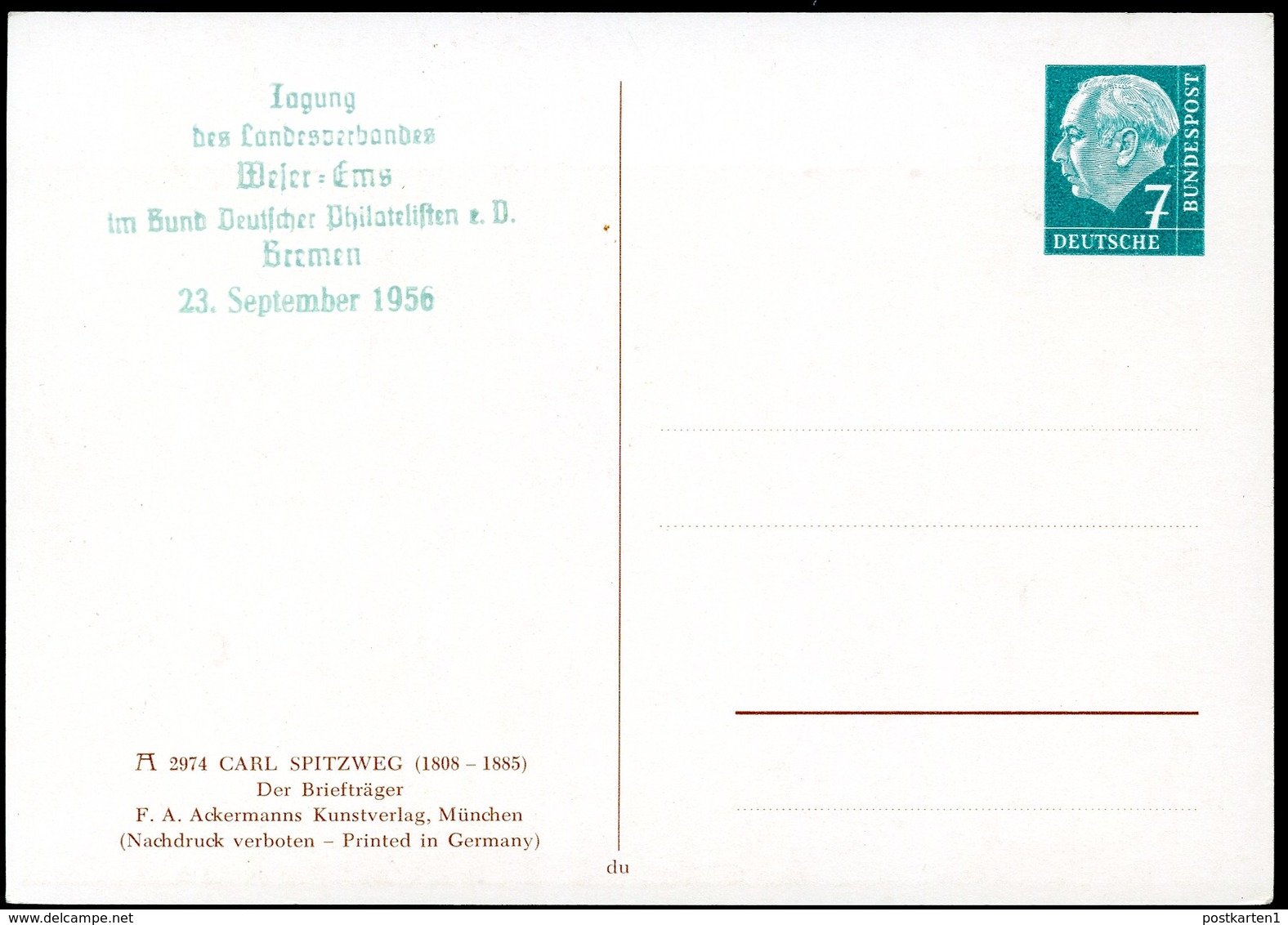 Bund PP6 B2/004 SPITZWEG "BRIEFTRÄGER" 1956  NGK 10,00€ - Privatpostkarten - Ungebraucht