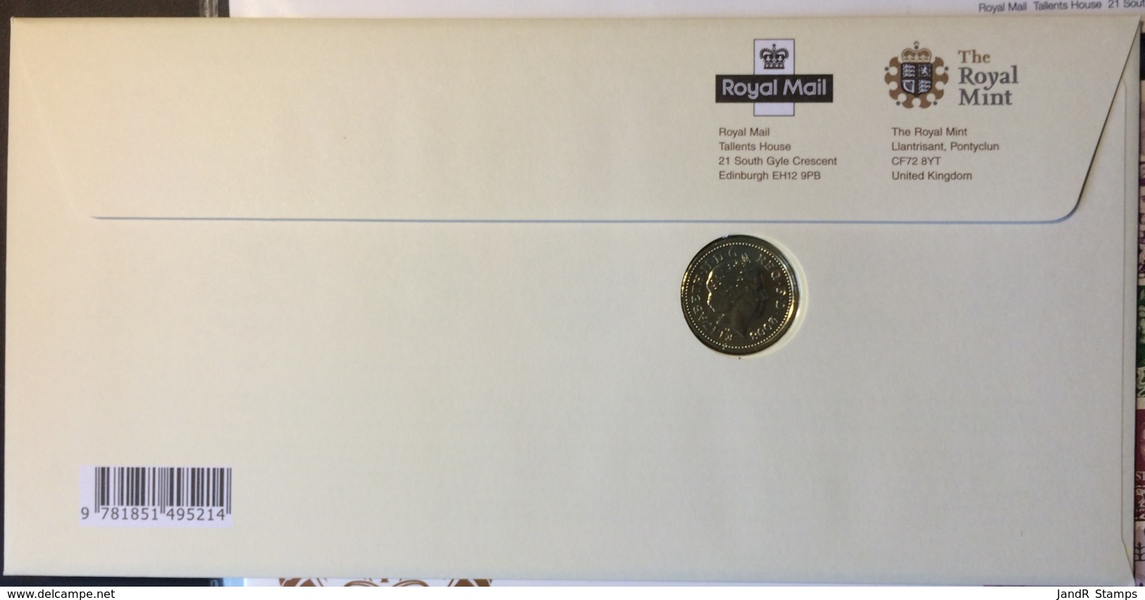 Great Britain 2008 Royal Mint Country Definitives POSTAL �1 Coin + Stamps On First Day Cover, London SW1 Postmark Mint C - 2001-2010 Decimal Issues