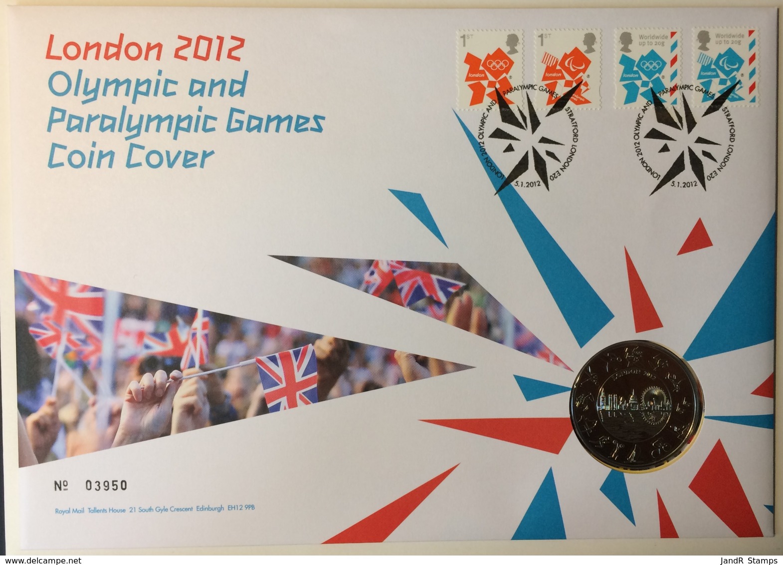 Great Britain 2011 Royal Mint Olympic And Paralympic Games SPORT �5 Coin + Stamps On First Day Cover (large Envelope), M - 2011-2020 Decimal Issues