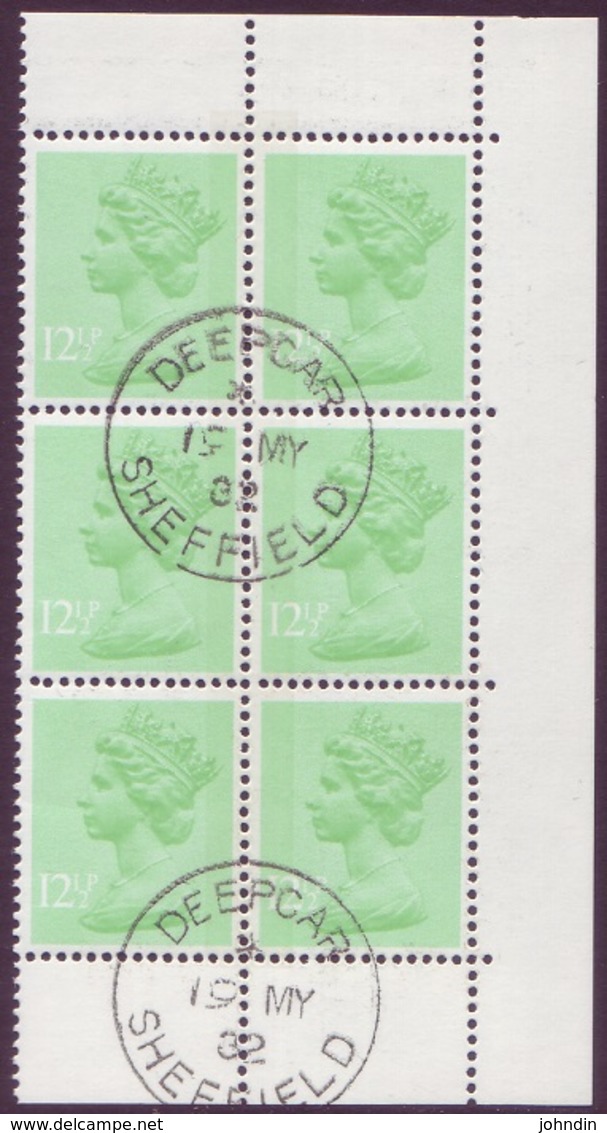 Block Of 6  X 12½p GB Machins  - Three With Phosphor Band Right & Three With Band Left SG X899 & SG X899Ea - Used - Machins