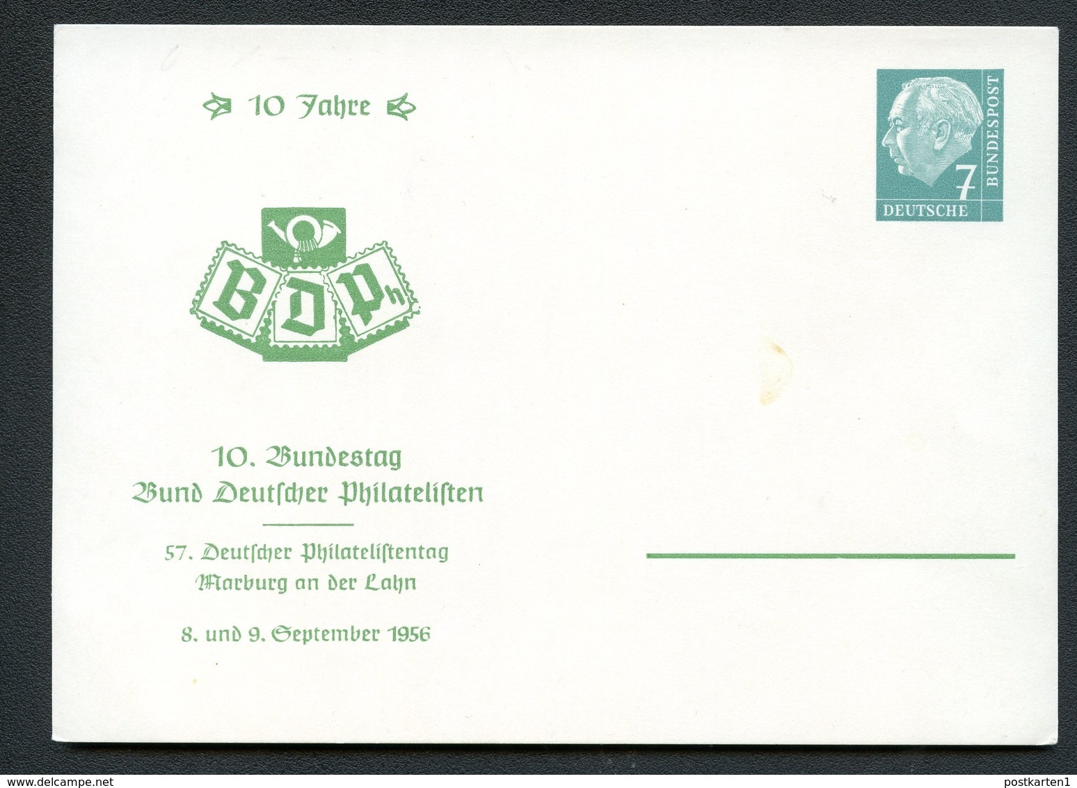 Bund PP6 D2/003 BUNDESTAG DEUTSCHER PHILATELISTEN Marburg 1956  NGK 12,00€ - Privé Postkaarten - Ongebruikt