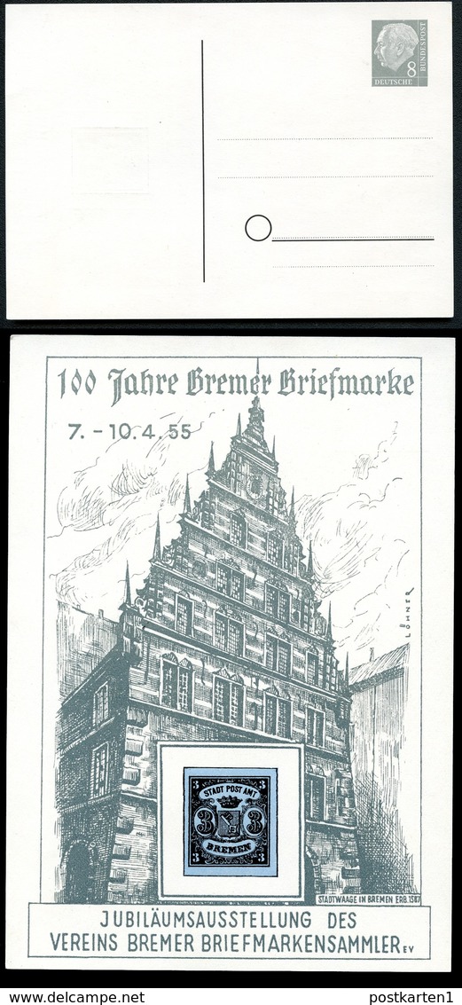 Bund PP7 D2/001-Ia STADTWAAGE BREMEN BRIEFMARKE BREMEN #1 1955  NGK 10,00€ - Privé Postkaarten - Ongebruikt