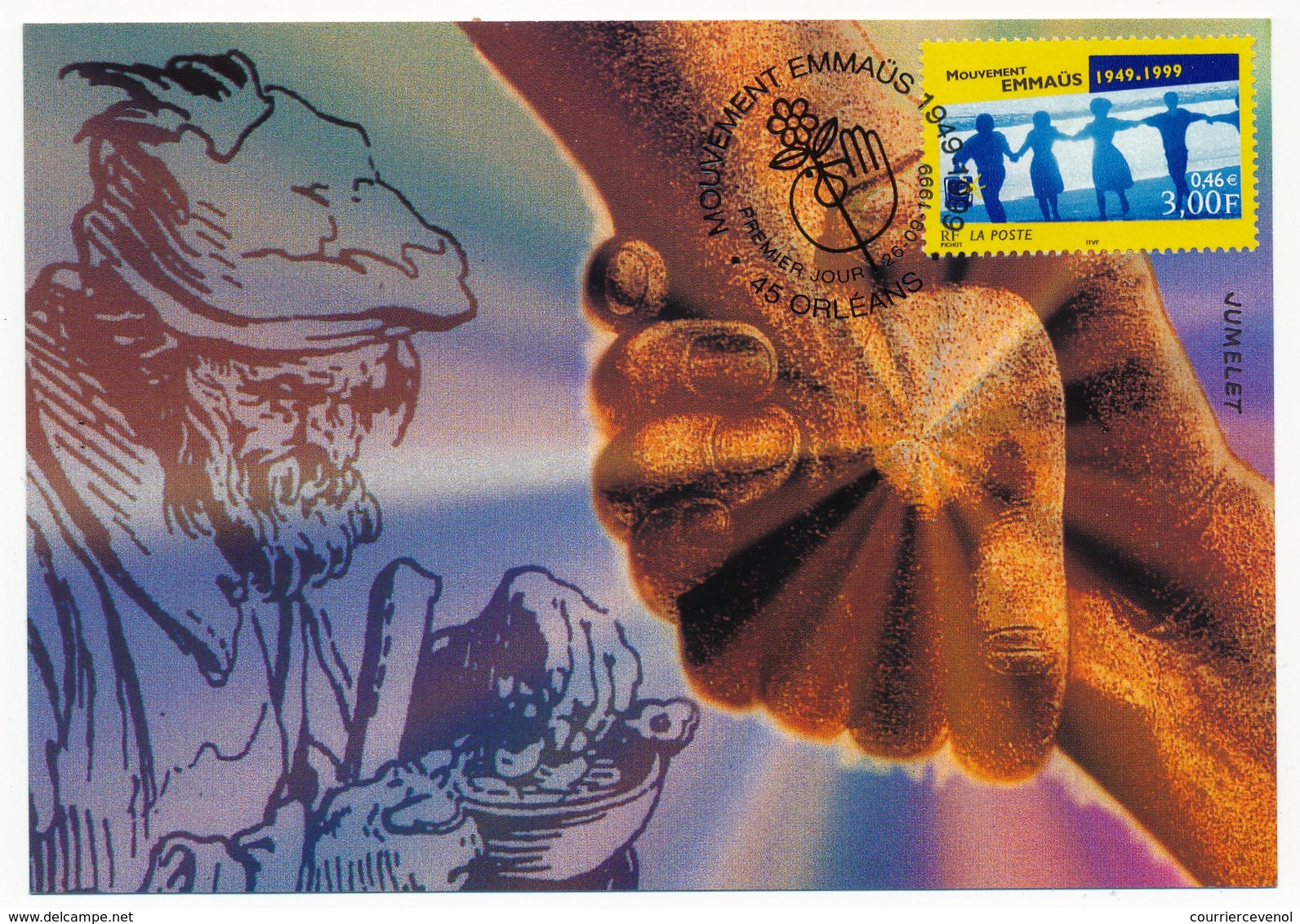 FRANCE - Carte Maximum - 3,00F Mouvement Emmaüs - Premier Jour - 45 ORLEANS - 26.9.1999 - 1990-1999