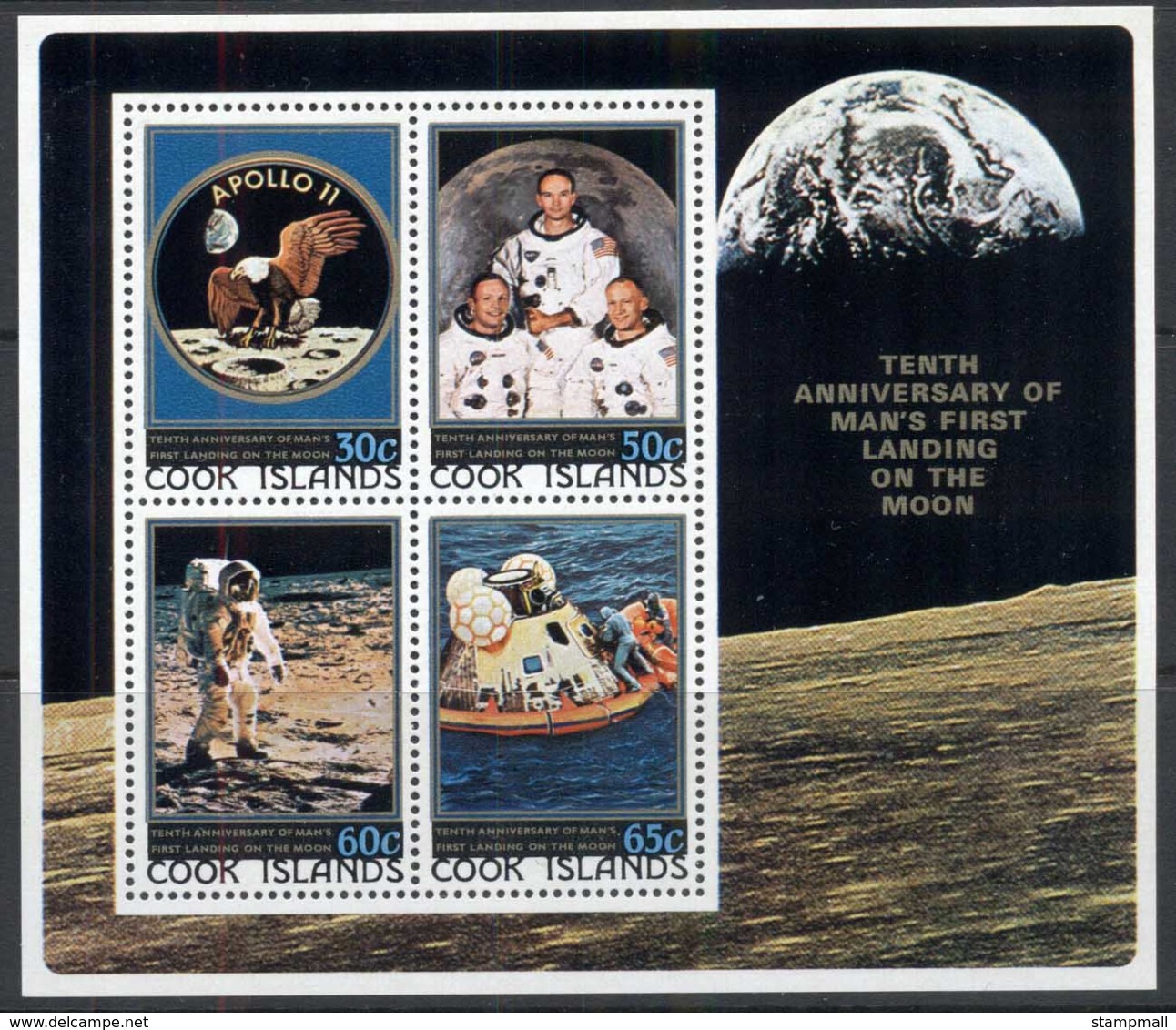 Cook Is 1979 Apollo 11 Moon Landing, Space MS MUH - Cook Islands