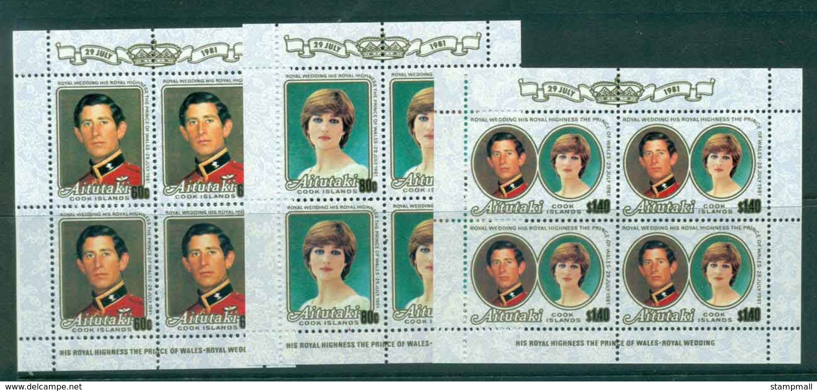 Aitutaki 1981 Charles & Diana Wedding Sheetlets MUH Lot44744 - Aitutaki