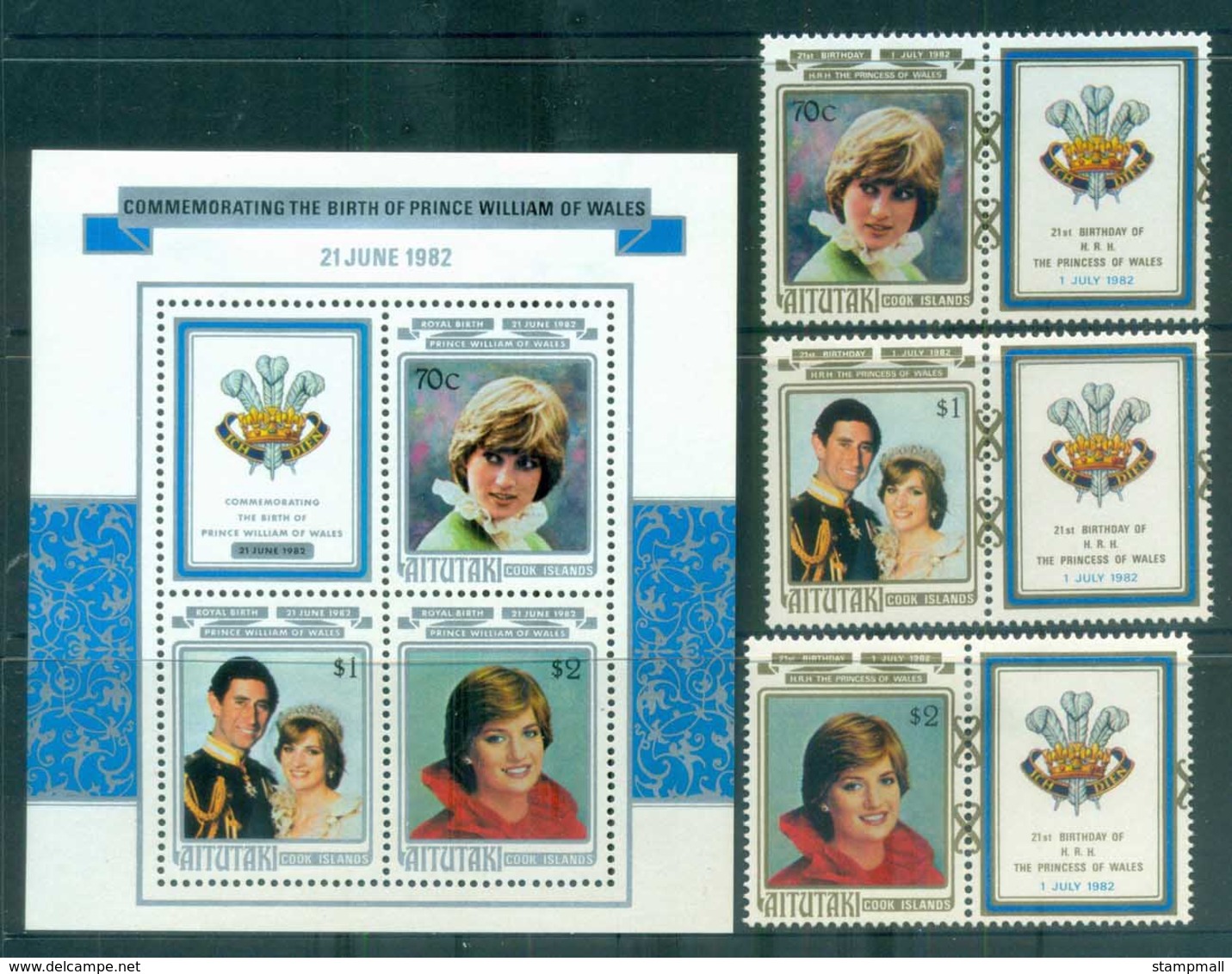 Aitutaki 1982 Princess Diana 21st Birthday + MS MUH Lot81990 - Aitutaki