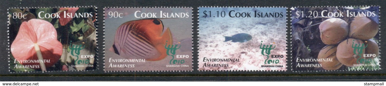 Cook Is 2010 Environmental Awareness, Marine Life, Fish, Flowers, Coconuts MUH - Cook Islands