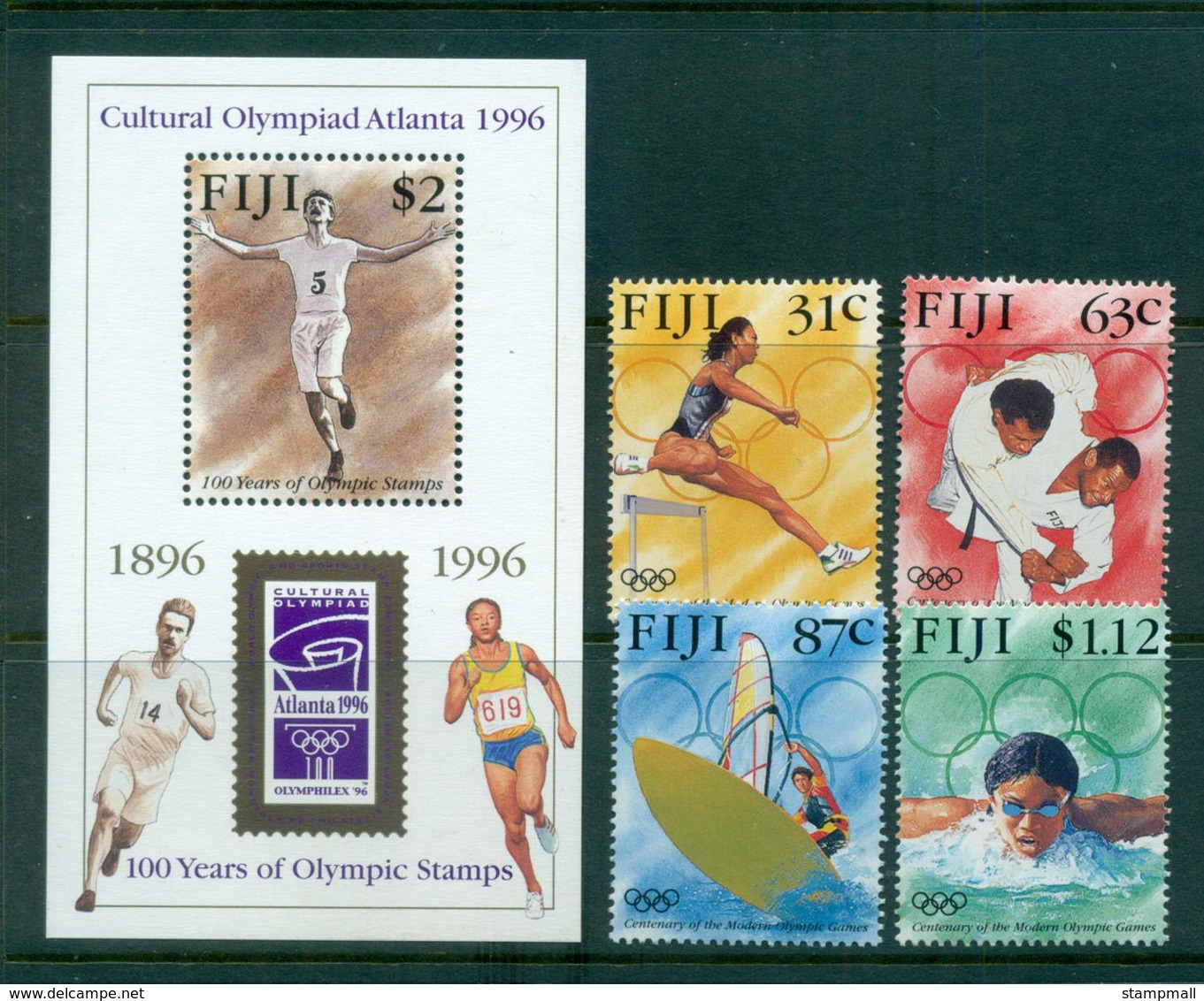 Fiji 1996 Modern Olympic Centenary + MS MUH Lot54419 - Fiji (1970-...)