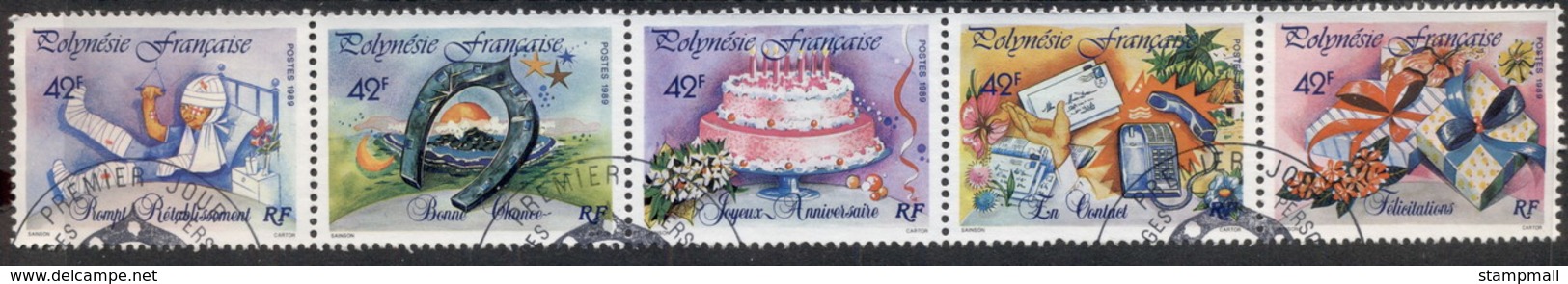 French Polynesia 1989 Messages Str5 FU - Unused Stamps