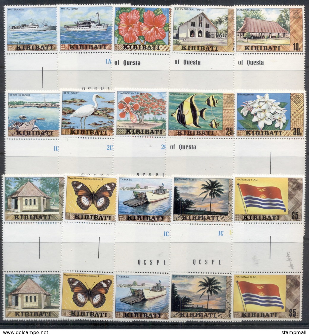 Kiribati 1980-81 Pictorials, No Wmk Gutter Prs MUH - Kiribati (1979-...)