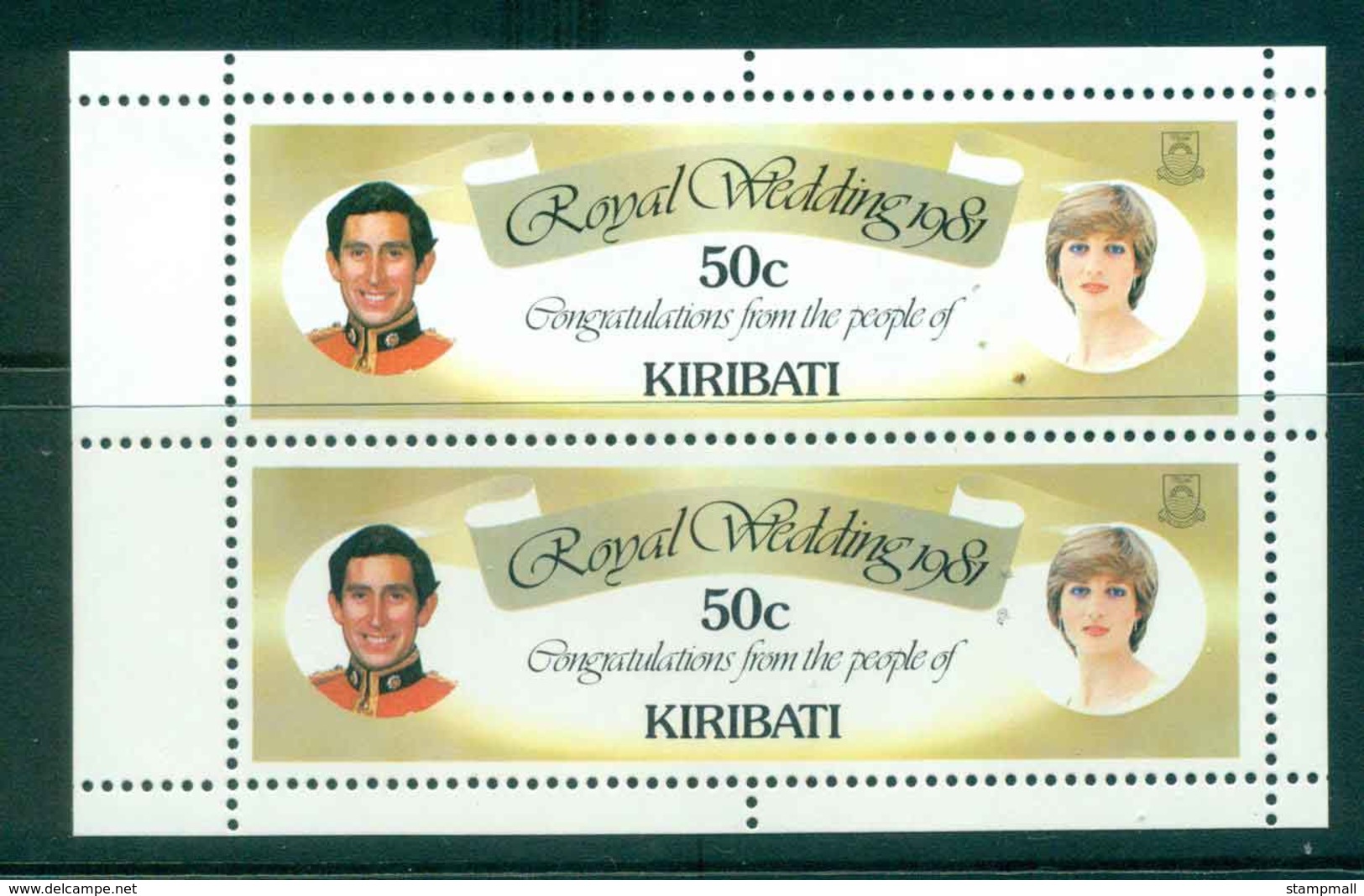 Kiribati 1981 Charles & Diana Wedding 50c Booklet Pane MUH Lot45061 - Kiribati (1979-...)